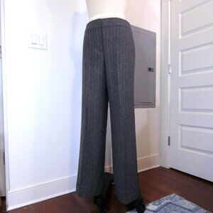 Ann Taylor Wool Pinstripe Wide Leg Dress Pants Gray Size 10 Lined